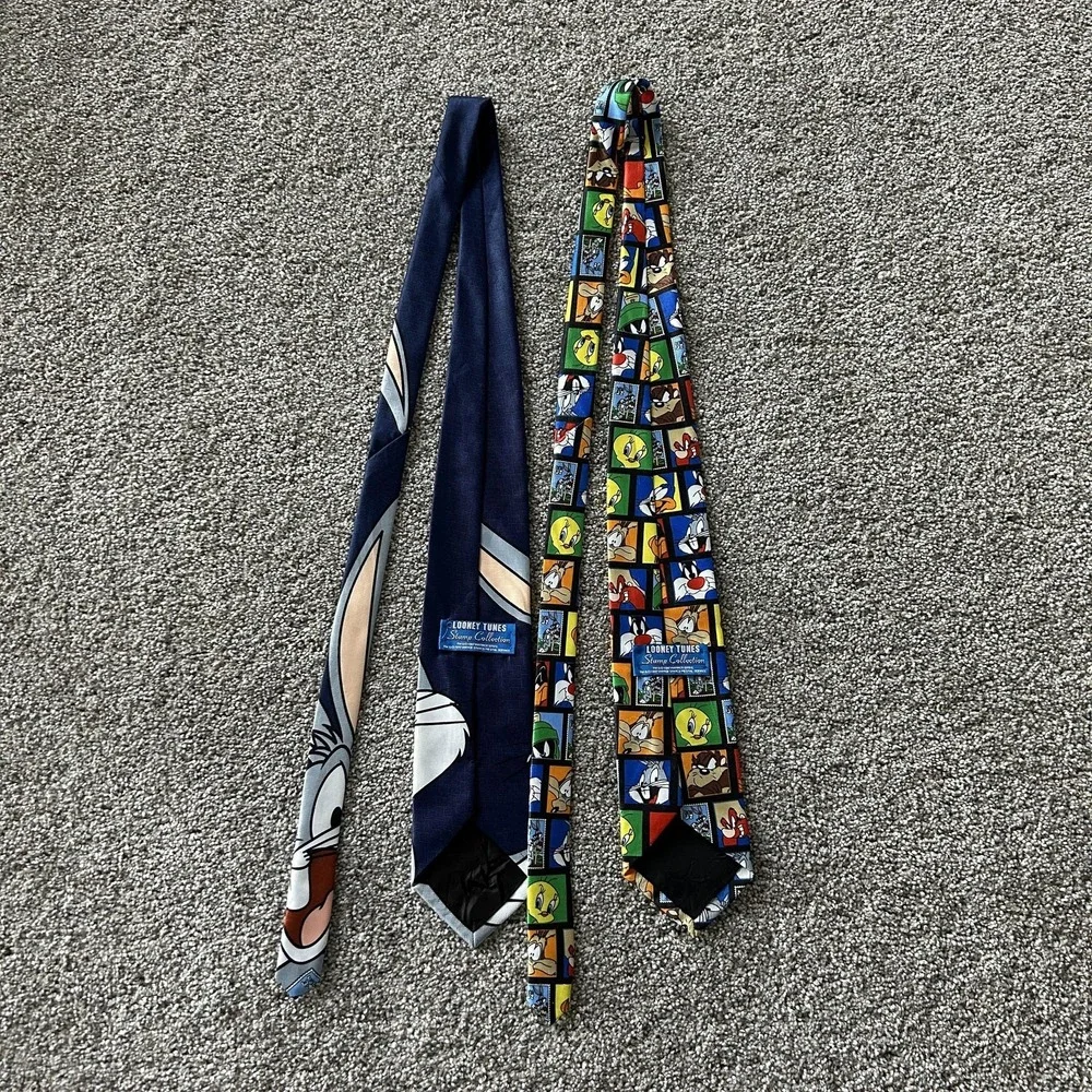 Vintage Looney Tunes Stamp Collection Tie Lot Mens One Size Multicolor Cartoon